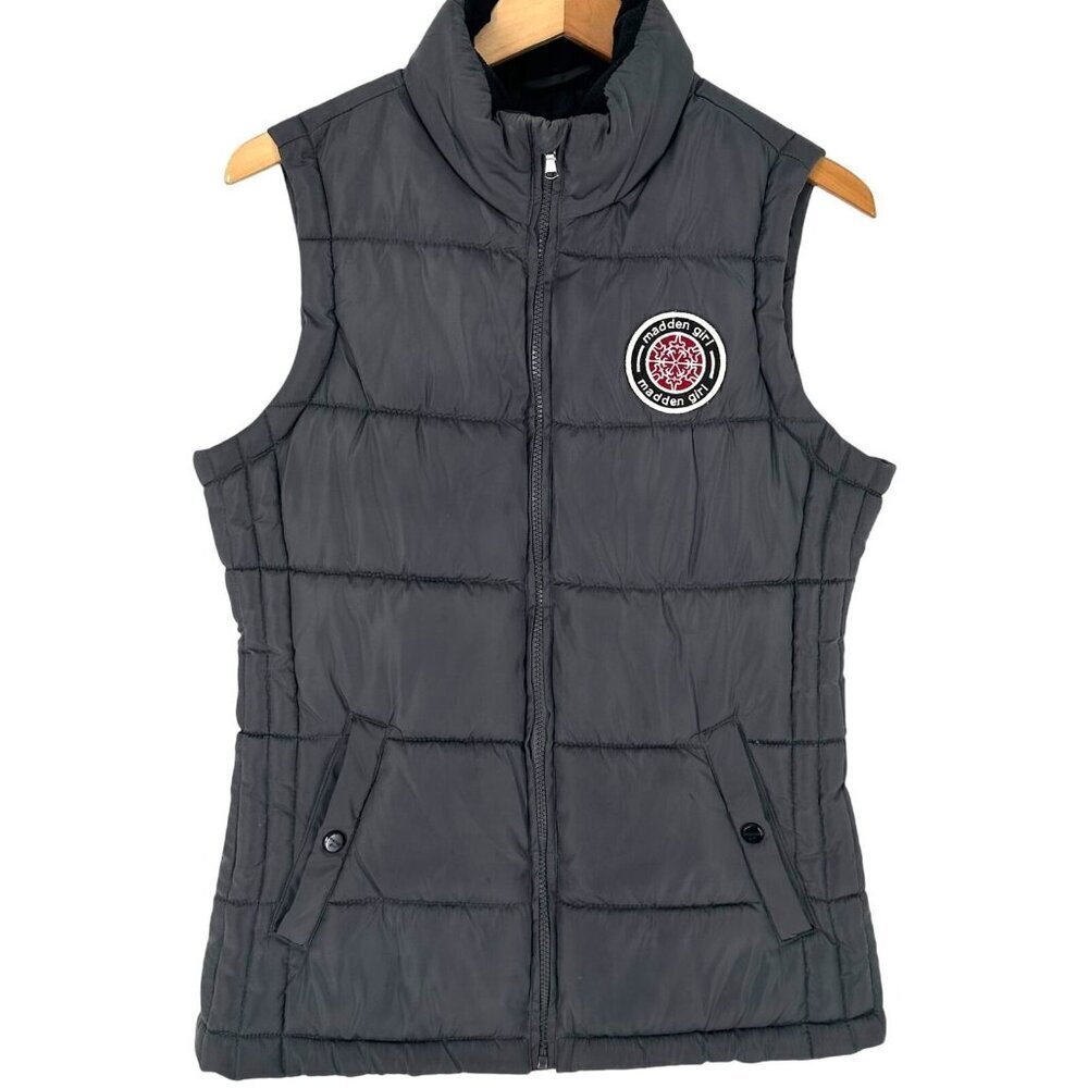 Madden Girl Charcoal Gray Puffer Vest Zip Size Small Outdoor Gorpcore